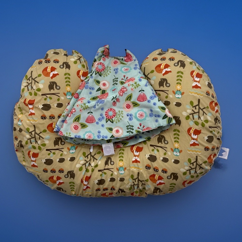 Baby Boppy Nursing pillow Spice Woodland Cover Plus Mint Flower Shower Cover